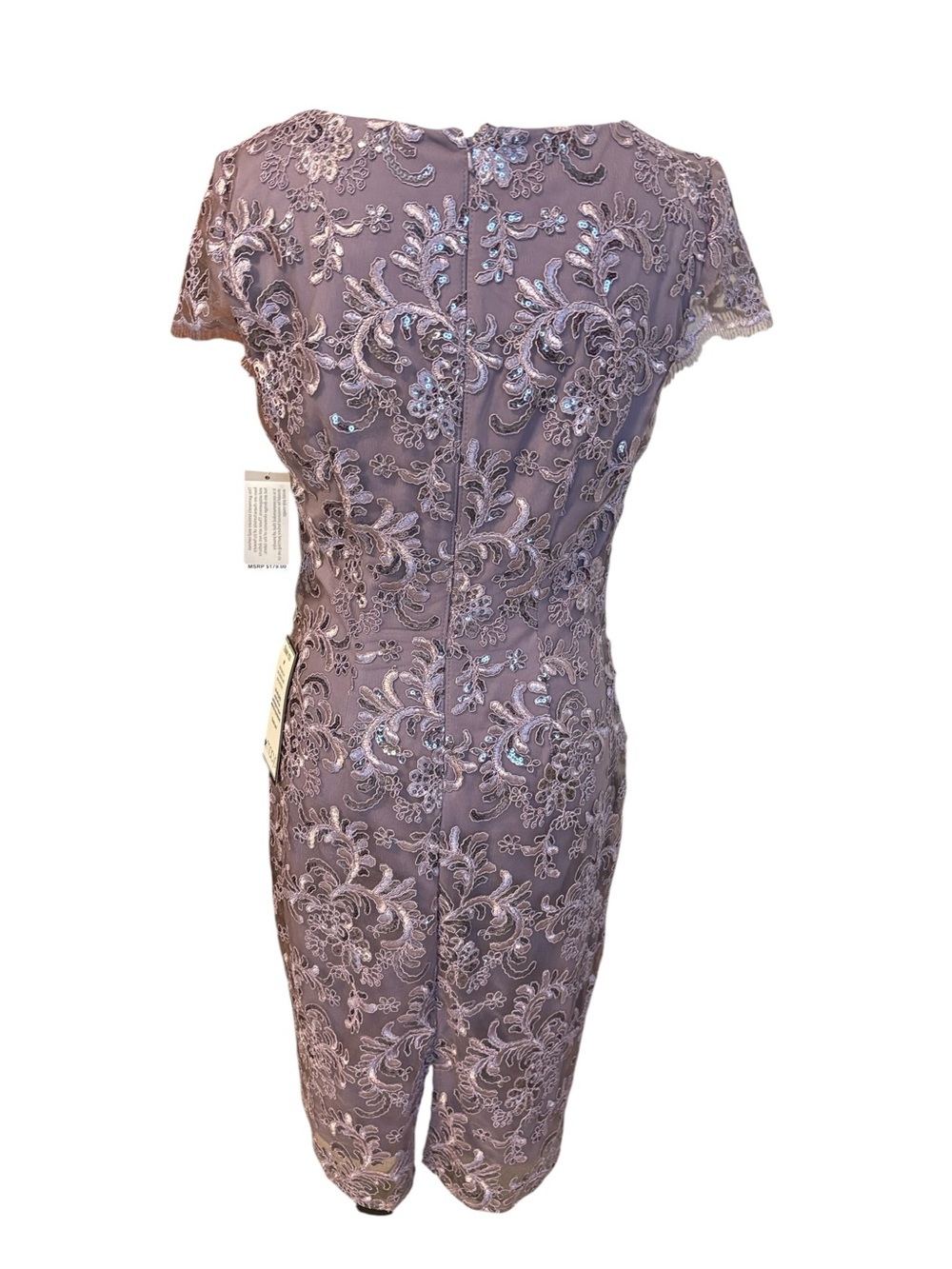 Alex Evenings Lace Cocktail Dress Sequin Floral Wisteria Size 10 New - Picture 5 of 8